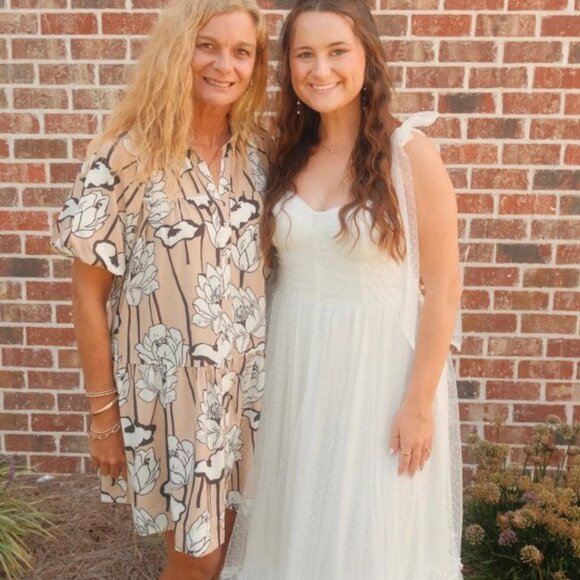 Amazon Wenrine Women's Button-Down Shirt Dress with Puff Sleeves Size M SO CUTE! - Picture 4 of 5